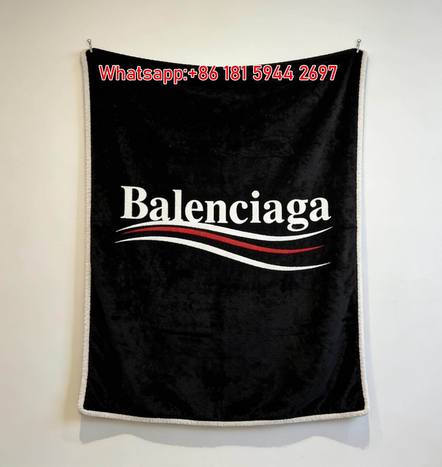 Balenciaga Classic Wave Logo Flannel Sofa Throw Blanket Luxury Brand Cover BA026